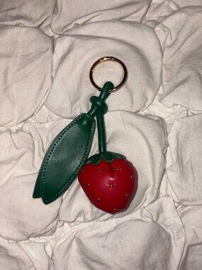 Free People Leather Studded Strawberry Bag Charm